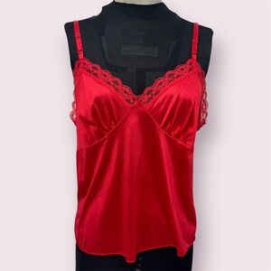Red Satin Lace Chemise Camisole